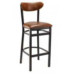 Fully Upholstered Black Metal  Commercial Bar Stool with Kidney Shaped Back