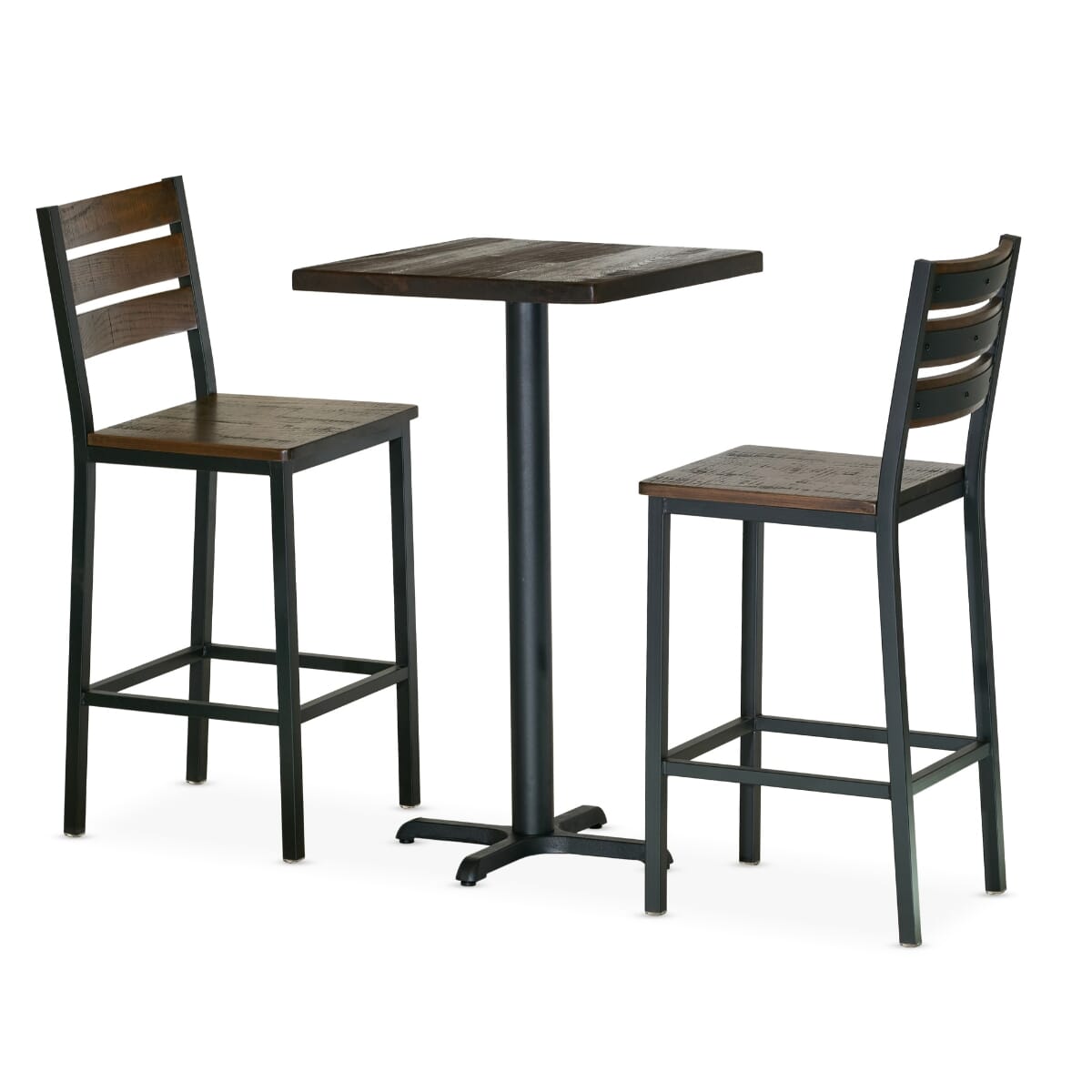 AshForge Restaurant Bar Height Table Set with 2 Wood Seat Modern Ladder-back Bar Stools
