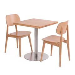 2-Seat Lola Natural Wood Restaurant Set with Steel Base