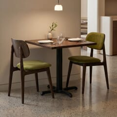 2-Seat Lola Upholstered Walnut Restaurant Set with Beech Top