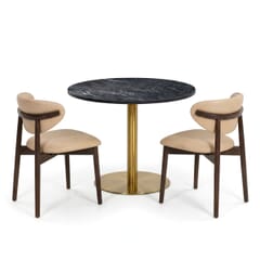 Fine Dining Restaurant Set with Sintered Stone Top & 2 Walnut Chairs