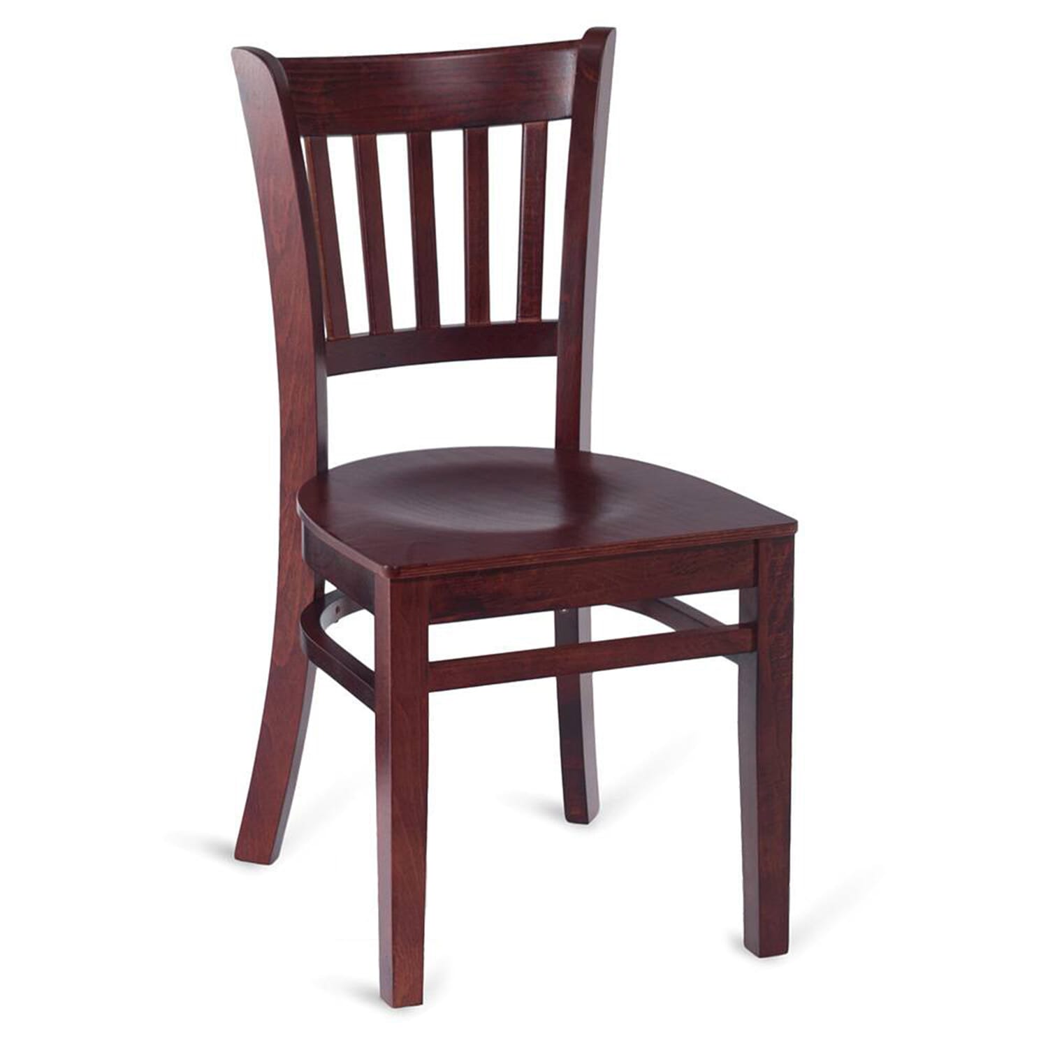 Dark Mahogany Wood Vertical Back Commercial Chair with Veneer Seat