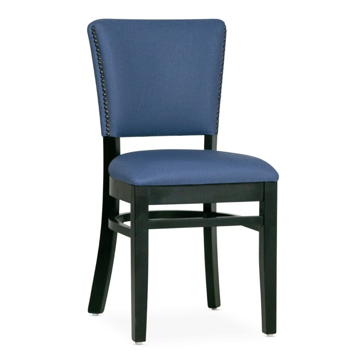 Fully Upholstered Black Beech Wood Bennett Restaurant Chair with Custom Vinyl