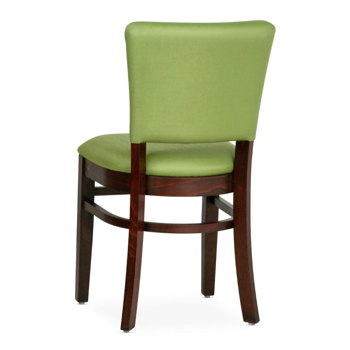 Fully Upholstered Dark Mahogany Beech Wood Restaurant Chair with Custom Vinyl