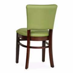 Fully Upholstered Dark Mahogany Beech Wood Restaurant Chair with Custom Vinyl