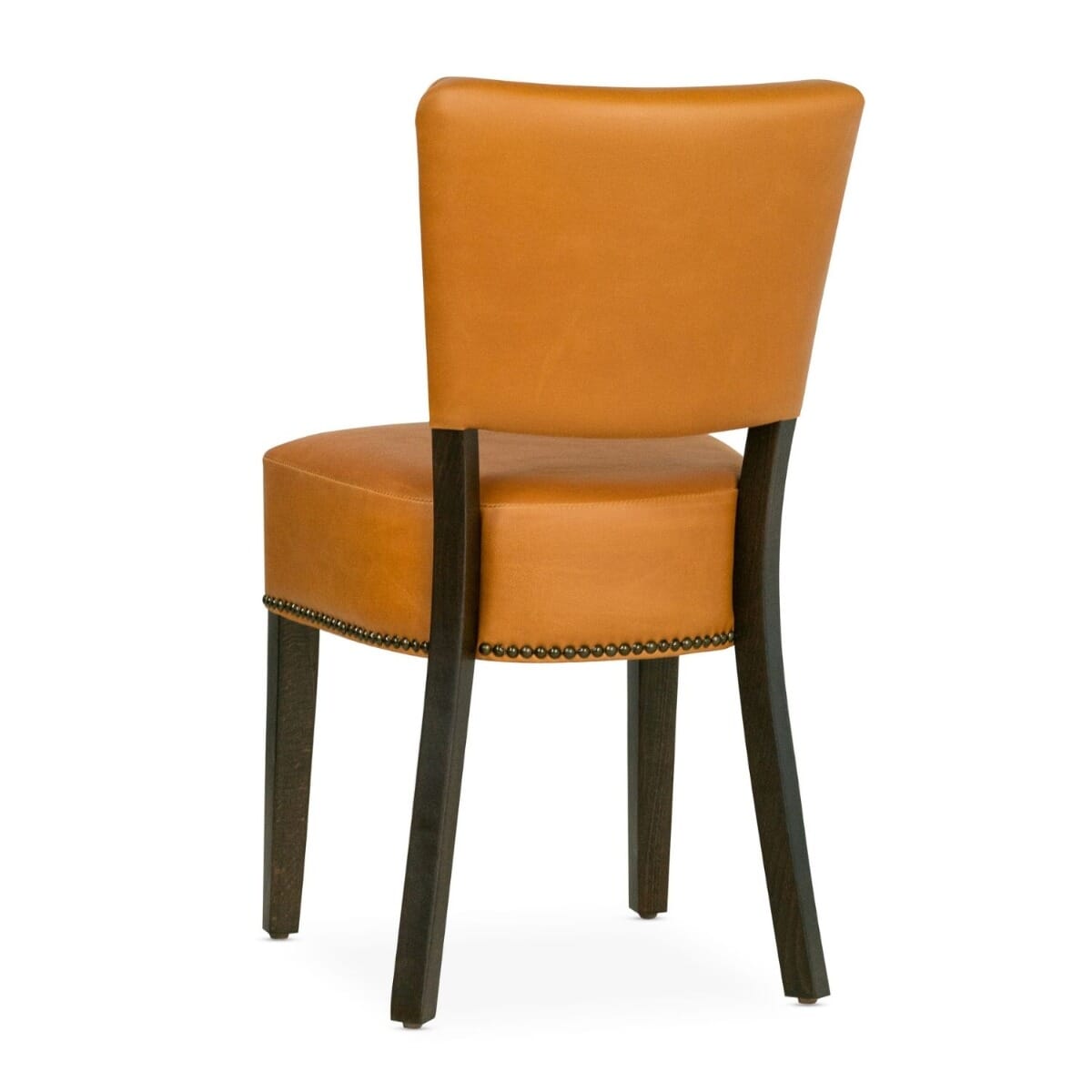 Fully Upholstered Walnut Beech Wood Restaurant Chair with Faux-Leather