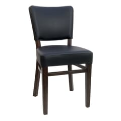 Fully Upholstered Walnut Wood Bennett Restaurant Chair with Black Vinyl
