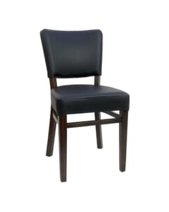Fully Upholstered Wood Bennett Restaurant Chair with Brown Vinyl (Front)