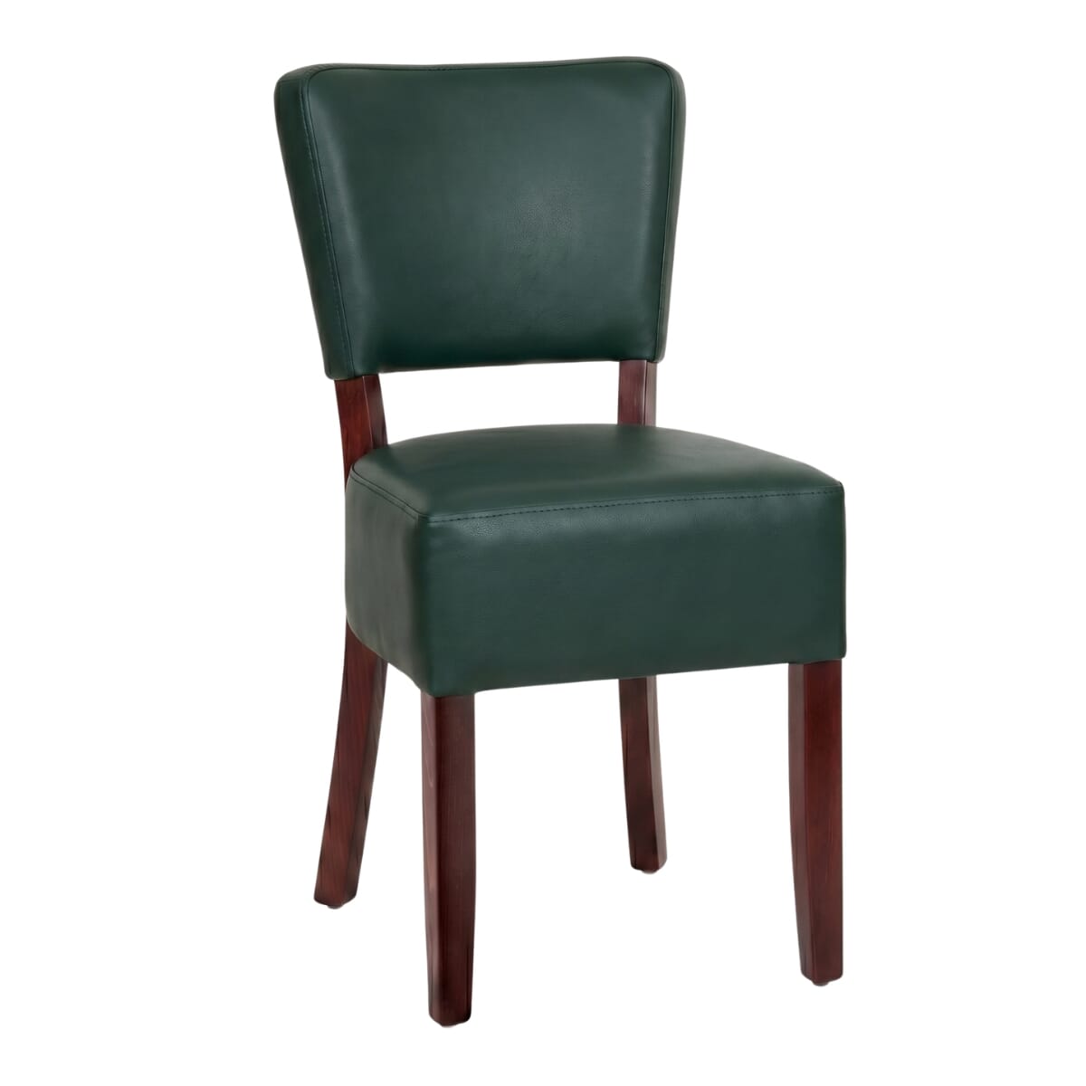 Fully Upholstered Dark Mahogany Beech Wood Restaurant Chair with Faux Leather