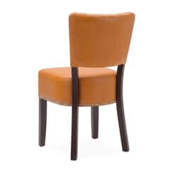 Fully Upholstered Walnut Beech Wood Restaurant Chair with Faux-Leather