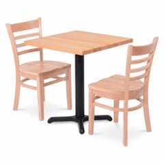 2-Seat Ladder Back Natural Wood Restaurant Set