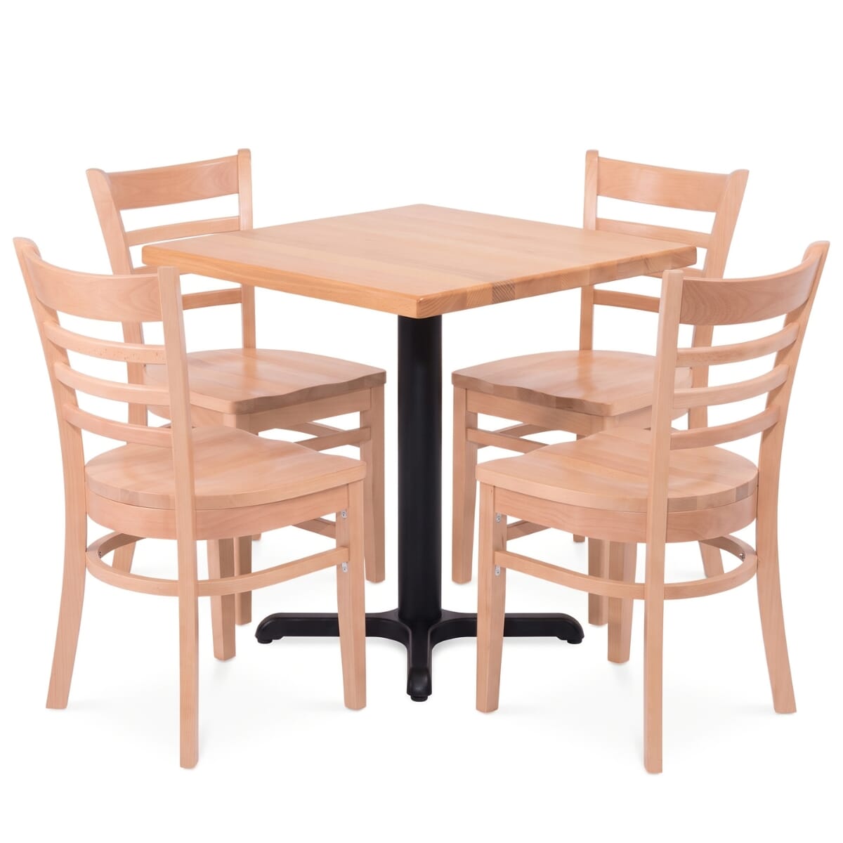 4-Seat Restaurant Set with Natural Ladder Back Chairs