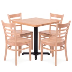 4-Seat Restaurant Set with Natural Ladder Back Chairs