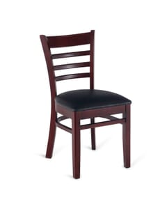 Solid Wood Ladder Back Commercial Dining Chair in Dark Mahogany