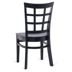 Black Wood Lattice-Back Restaurant Chair