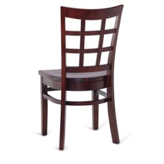Dark Mahogany Wood Lattice-Back Restaurant Chair