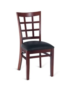 Dark Mahogany Wood Lattice-Back Restaurant Chair