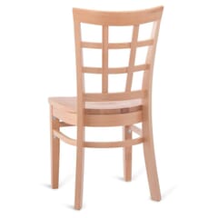 Natural Wood Lattice-Back Restaurant Chair
