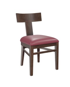 Espresso Brown T-Back Side Chair with Upholstered Seat (Front)