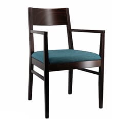 Espresso Wood Square Back Upholstered Commercial Chair With Arms 