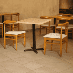 Natural Beechwood Restaurant Table Set with 2 Stackable Chairs