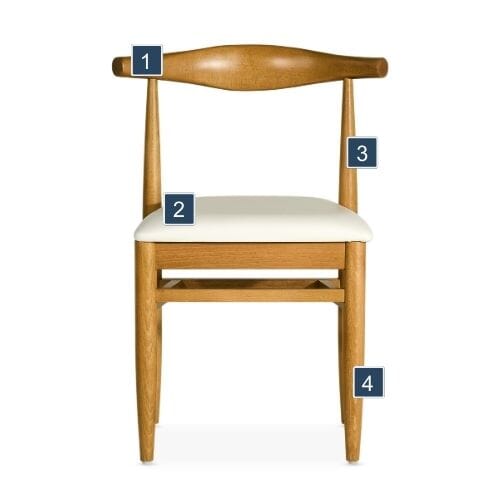 Natural Elm Wood Elbow Chair Features