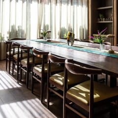 Stackable Antique Walnut Elm Wood Restaurant Chair With Upholstered Seat