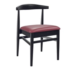 Stackable Black Elm Wood Chair With Upholstered Seat