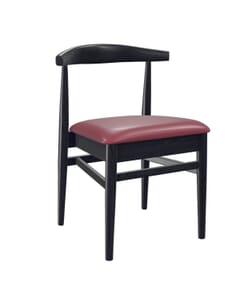 Stackable Black Elm Wood Restaurant Chair With Upholstered Seat