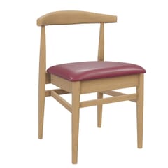 Stackable Natural Elm Wood Chair With Upholstered Seat
