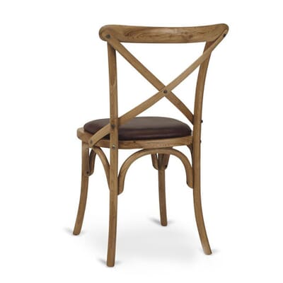 Rustic Walnut Wood Cross-Back Commercial Use Chair