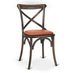 Cross-Back Commercial Chair in Antique Ash Wood with Walnut Finish