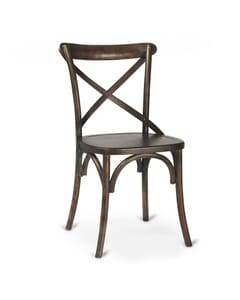 Cross-Back Commercial Chair in Antique Ash Wood with Walnut Finish