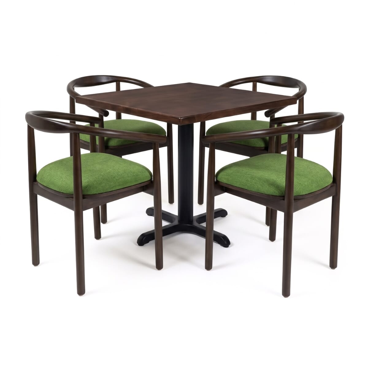4-Seat Hazel Walnut Restaurant Chair Set with Beech Top