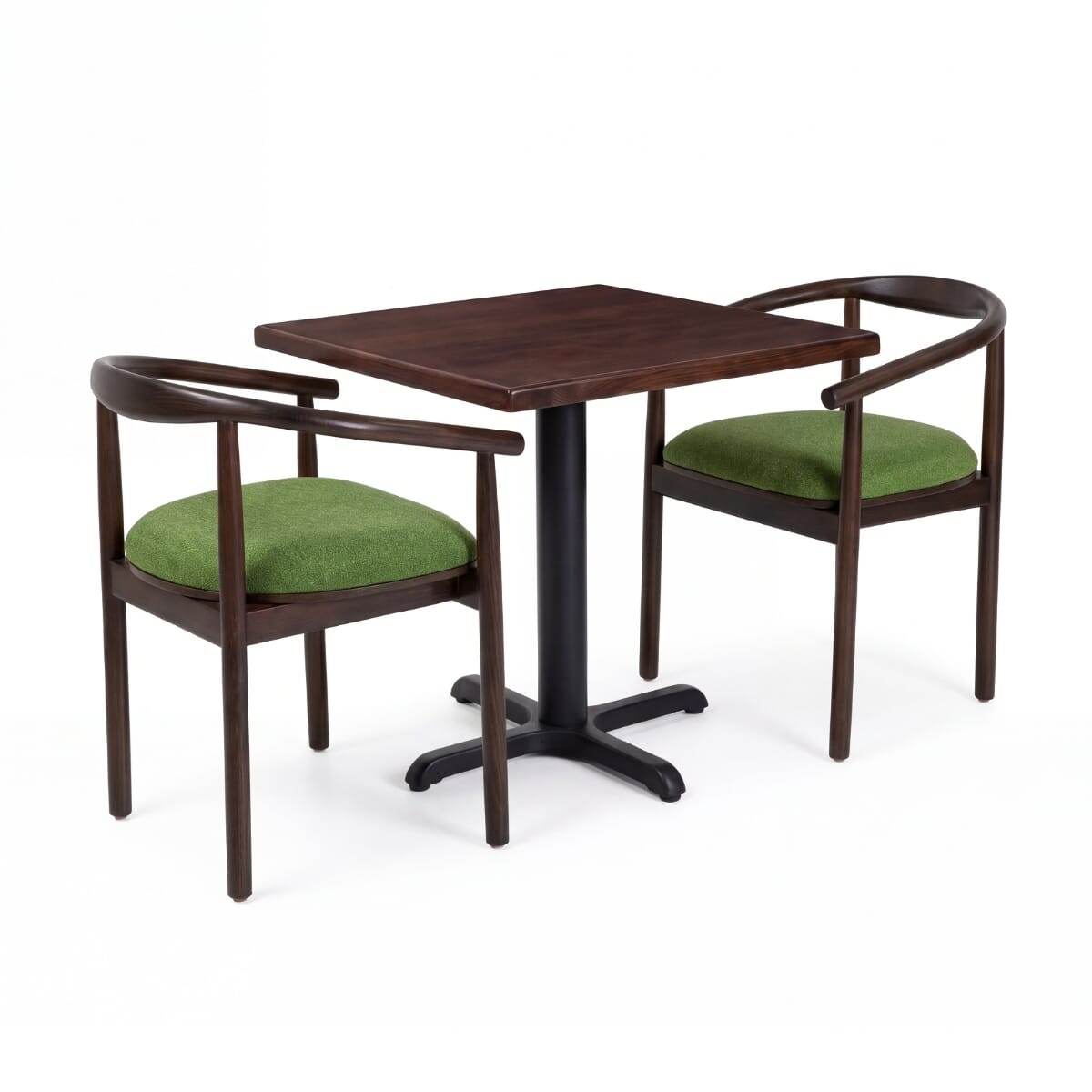 2-Seat Hazel Walnut Restaurant Chair Set with Beech Top