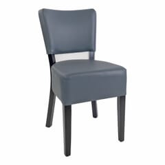Fully Upholstered Faux-Leather Commercial Dining Chair In Black Frame & Grey Vinyl