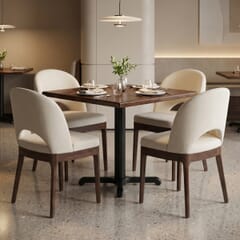 4-Seat Lily Walnut Wood Restaurant Set with Beech Table Top