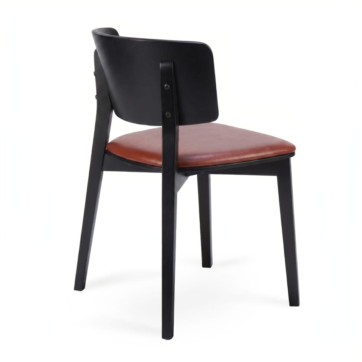 Ezra Solid Wood Upholstered Restaurant Chair with Wood Back in Black