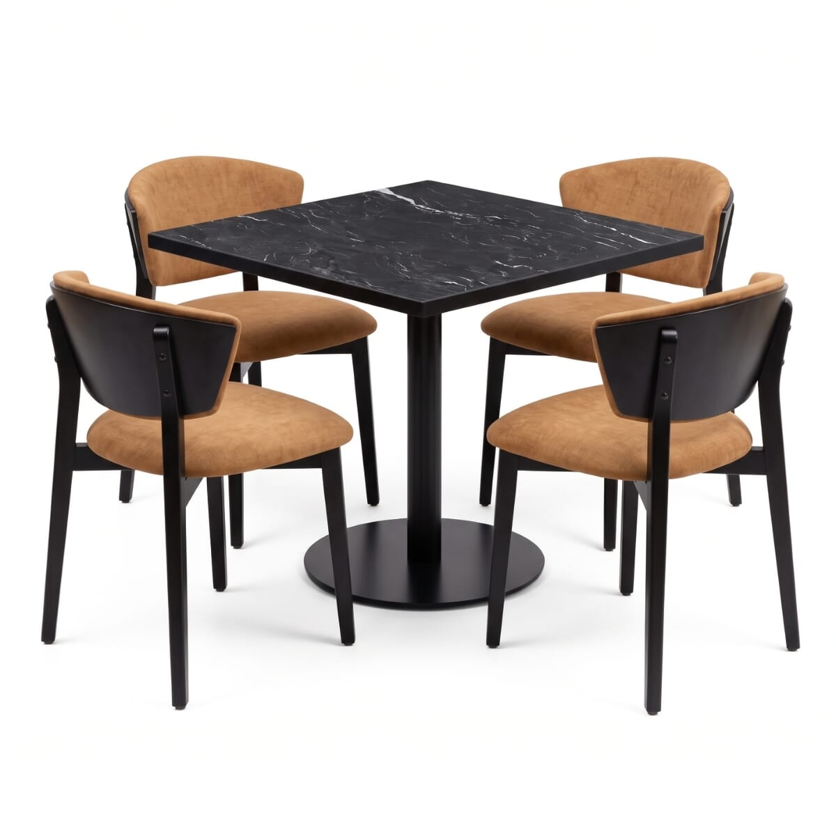 4-Seat Valenza Premium Restaurant Table and Chair Set with Sintered Stone Top