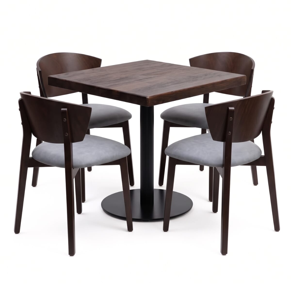 4-Seat Valenza Premium Restaurant Table and Chair Set with Reclaimed Ash Table Top