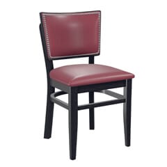 Black Solid Wood Square Back Restaurant Chair with Nailhead Trim 