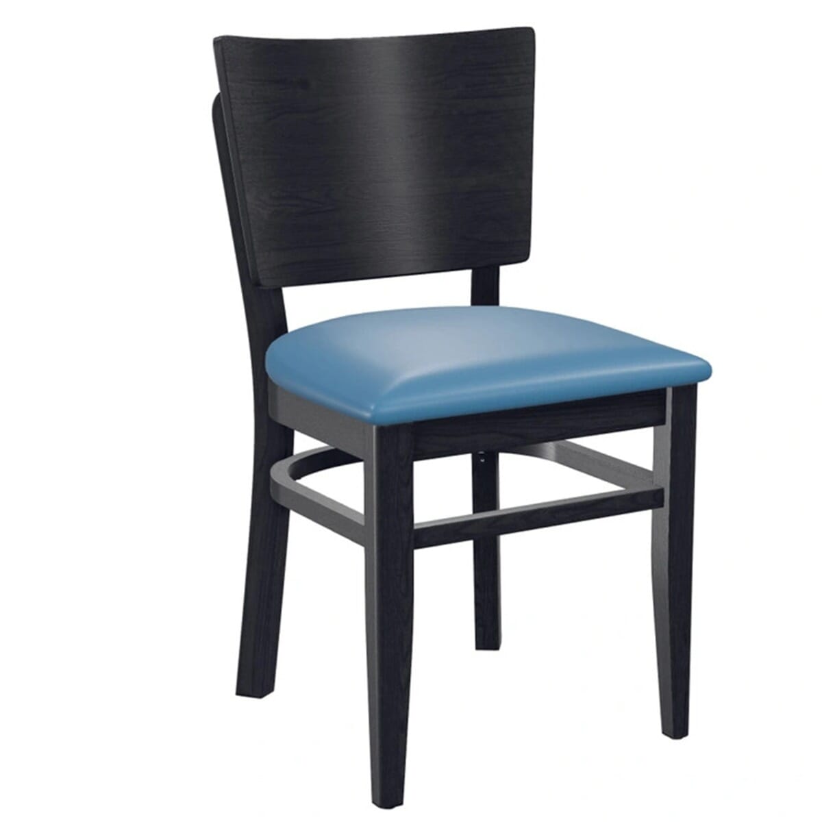 Solid Black Wood Square Back Restaurant Side Chair