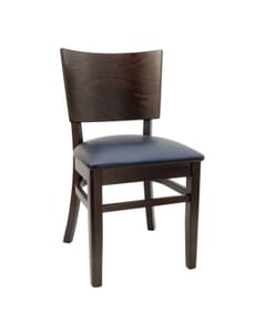 Walnut Solid Wood Square Back Restaurant Chair with Upholstered Seat (Front)