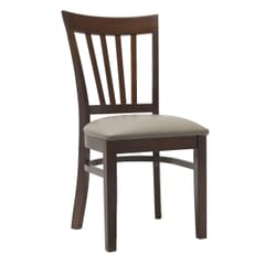European Beechwood Commercial Side Chair With Wood Back And Upholstered Seat in Walnut