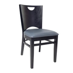 Chloe Solid Black Beech Wood Commercial Restaurant Chair With Upholstered Seat