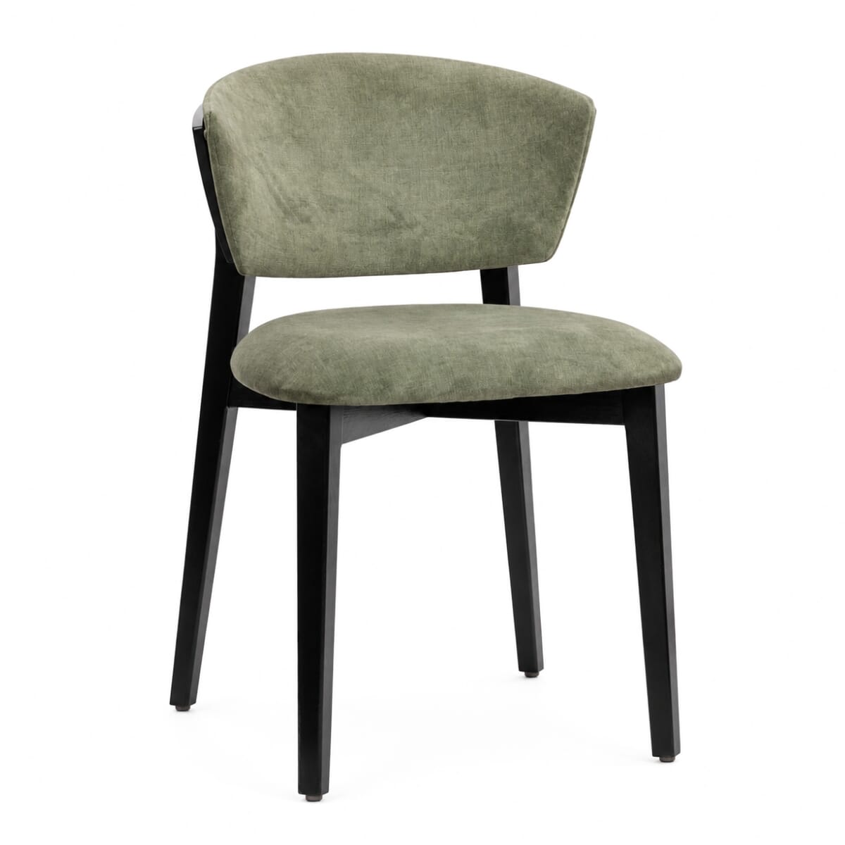 Valenza Curved Black Wood Fully Upholstered Restaurant Chair