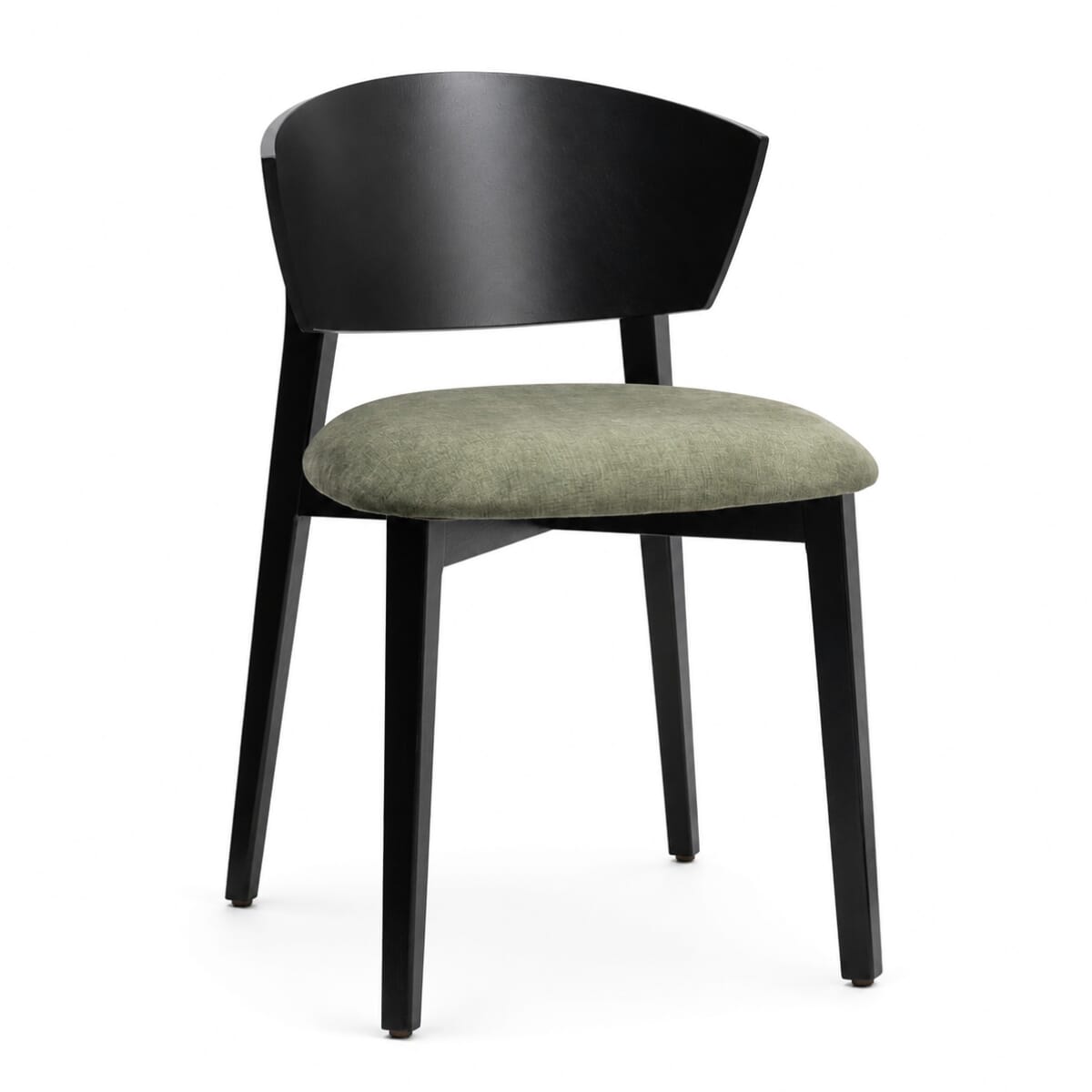 Valenza Black Wood Restaurant Chair with Upholstered Seat