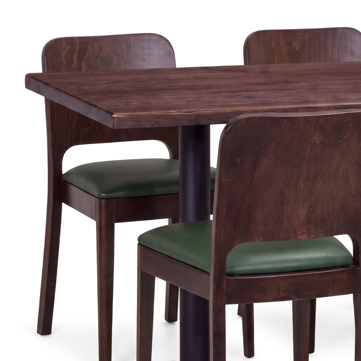 4-Seat Walnut Wood Vertical-Back Restaurant Chair Set with Reclaimed Ash Top