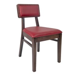 Fully Upholstered Solid Wood Square Back Restaurant Chair with Nailhead Trim