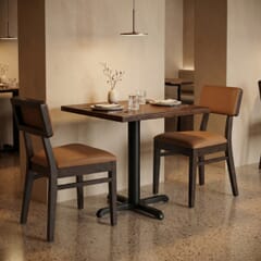 2-Seat Square Back Walnut Restaurant Set with Beech Top